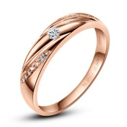 Fede Nuziale da Uomo Stewart - Oro Rosa e Diamanti