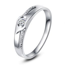 Fede nuziale Donna solitario diamanti - Fede nuziale moderna Platino