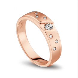 Fede Nuziale da Donna Talia - Oro Rosa 18kt, Diamanti