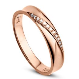 Fede Nuziale Donna Yavana - Oro Rosa 18kt e Diamanti VS/G