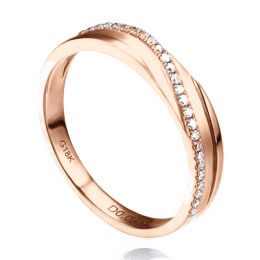 Fede Nuziale da Donna Mignonne - Oro Rosa e Diamanti
