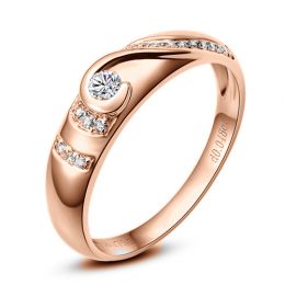 Fede Donna solitario diamanti. Anello moderno in oro rosa |