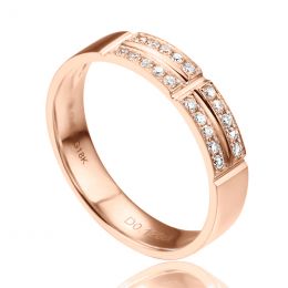 Fede Nuziale Lina da Donna - Oro Rosa e Diamanti