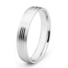 Fede nuziale uomo striée - Platino | Una vita con te