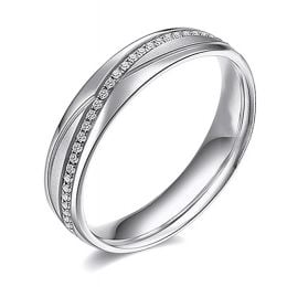 Fede Nuziale Donna Étreintes Infinies - Oro Bianco, Diamanti