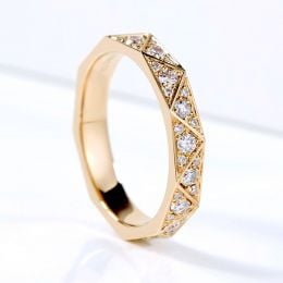 Fede nuziale Triangulaire in Oro Giallo 18 Carati & Diamante