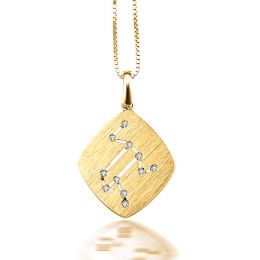Ciondolo astrologico - Costellazione del leone - Oro giallo,