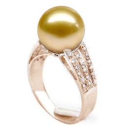 Anello Île de Barrow - Perla dei Mari del Sud Dorata Gold or