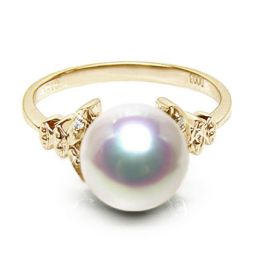 Anello Sayuri - Oro Giallo, Diamanti e Perla Akoya Bianca