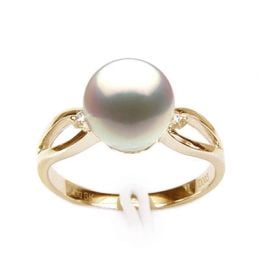 Anello Akina - Oro Giallo, Diamanti e Perla Akoya