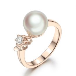 Anello De Yuo - Oro Rosa, Diamante e Perla Akoya