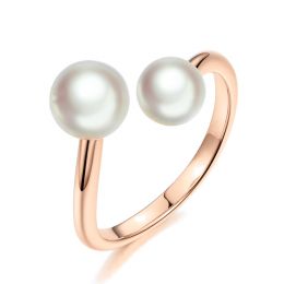 Anello Watashi To Anata - Oro Rosa e 2 Perle Akoya
