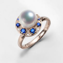 Anello Mikadzuki - Perla Akoya Bianca & Oro Rosa 18kt
