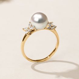 Anello Symphonie Nuptiale - Oro Giallo, Diamanti e Perla Ako