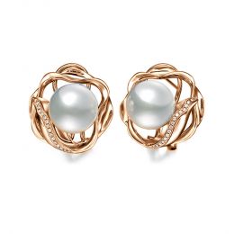 Orecchini Lotus - Perle d'Australia Bianche e Oro Rosa