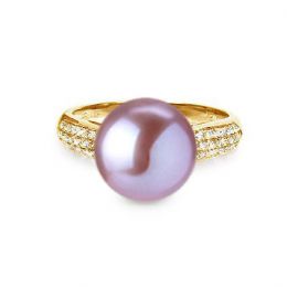 Anello Cyrène. Perle Lavande Oro giallo, Diamanti
