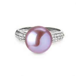 Anello Cyrène. Perle Lavande Oro bianco, Diamanti