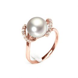 Anello Byzance - Oro Rosa 18kt, Diamanti e Perla d'Acqua Dol