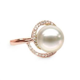Anello Encerclement - Oro Rosa, Perla d'Acqua Dolce
