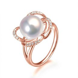 Anello Monde Floral - Oro Rosa, Perla d'Acqua Dolce