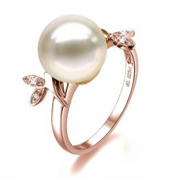Anello Feuilles Étincelantes - Oro Rosa 18kt, Diamanti e Per
