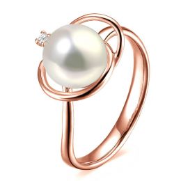Anello Résurrection - Oro Rosa 18kt, Diamante e Perla d'Acqu