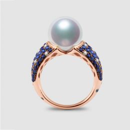 Anello L'Enchanteur - Oro Rosa, Zaffiri, Diamanti & Perla d'