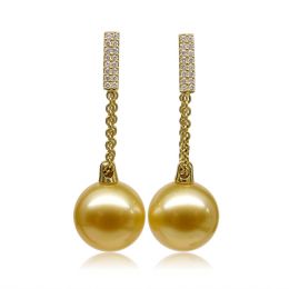 Orecchini Lady Elliot - Perle Filippine Dorate e Oro Giallo