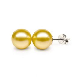 Orecchini A Lobo Edward - Perni in Oro Bianco e Perle Gold