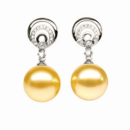 Orecchini Hamilton - Perle Filippine Dorate e Oro Bianco