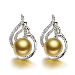 Orecchini Paons - Oro Bianco e Perle dei Mari del Sud Gold