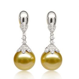 Orecchini Classici - Oro Bianco e Perle dei Mari del Sud