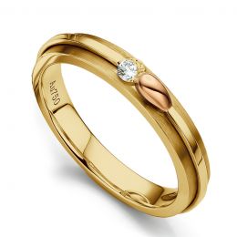 Anello - 2 Ori - Diamante 0.120ct oro giallo e rosa