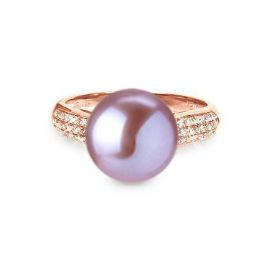 Anello Cyrène. Perle Lavande Oro rosa, Diamanti