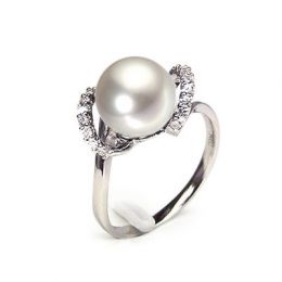 Anello Byzance - Oro Bianco 18kt, Diamanti e Perla d'Acqua D