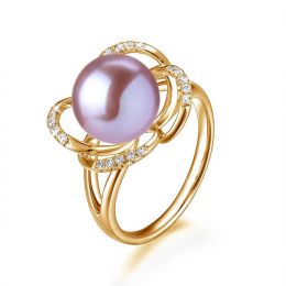 Anello Monde Floral - Oro Giallo, Perla d'Acqua Dolce
