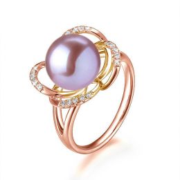 Anello Monde Floral - Oro Rosa, Perla d'Acqua Dolce