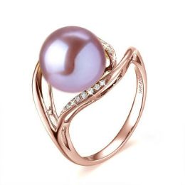 Anello Antalya - Oro Rosa, Perla d'Acqua Dolce Lavanda