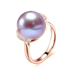 Anello Circulaire - Oro Rosa, Perla d'Acqua Dolce Lavanda