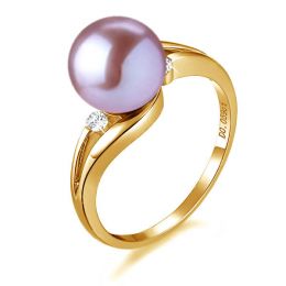 Anello Feuilles de Style - Oro Giallo 18kt e Perla d'Acqua D