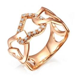 Anello oro bianco diamanti a forma di successione di cuori