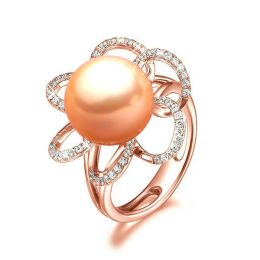 Anello Fleur Perlée - Oro Rosa, Perla d'Acqua Dolce Rosa