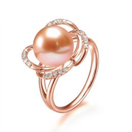 Anello Monde Floral - Oro Rosa, Perla d'Acqua Dolce