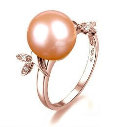 Anello Feuilles Étincelantes - Oro Rosa 18kt, Diamanti e Per