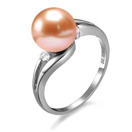 Anello Feuilles de Style - Oro Bianco 18kt e Perla d'Acqua D