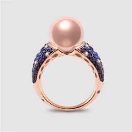 Anello L'Enchanteur - Oro Rosa, Zaffiri, Diamanti & Perla d'