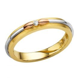Fede in oro giallo, bianco e rosa per Donna. Collezione dei fiammiferi diamanteati | Larissa