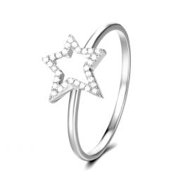 Anello Stellare - Oro Bianco & Diamanti