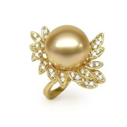 Anello Passion - Perla dei Mari del Sud Dorata e Oro Giallo