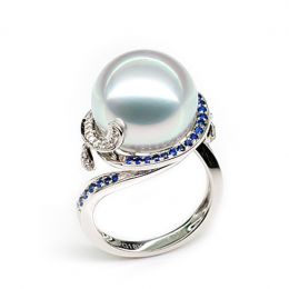 Anello Bruny - Perla dei Mari del Sud Bianca e Oro Bianco